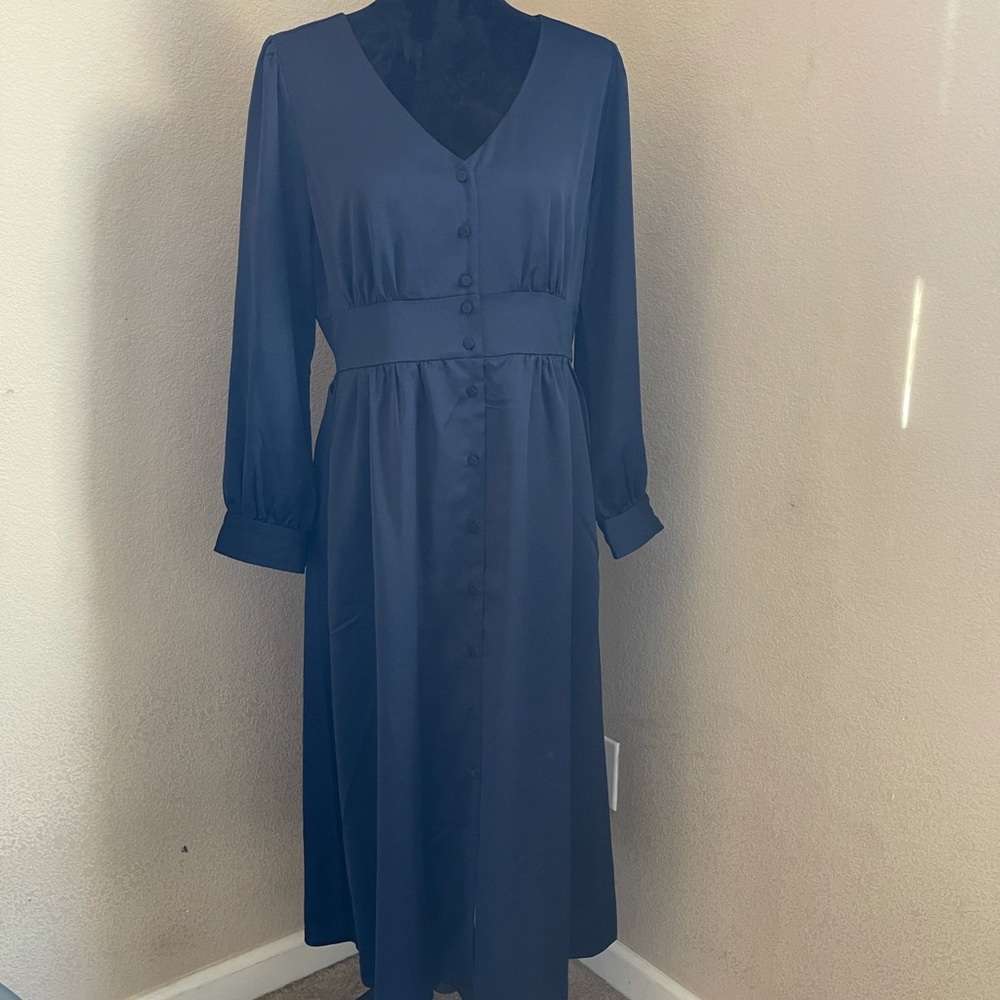 J crew navy size 10 40’s style button down dress